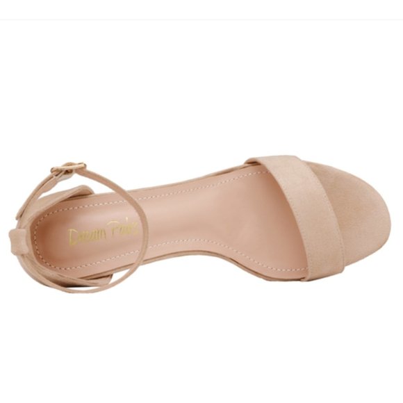 Dream Pairs Stecy-3 High Heel Open Toe Sandal, Nude Suede, Size 8 - Picture 4 of 7